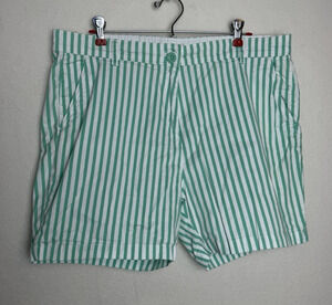 Stella Parker Collection Women Green White Striped Shorts Size 16 Cotton Stretch